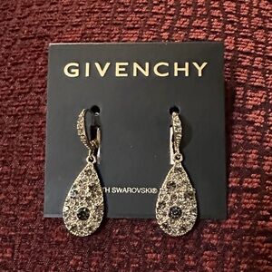 Givenchy Gold and Silver Teardrop Earrings w/Swarovski crystals.Very good cond.